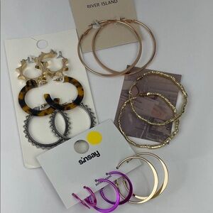 River Island Gold and Rose Hoop Earrings Set